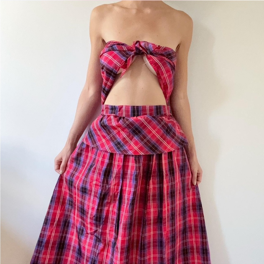 Jan’s Things (by Jan Strauss) Plaid Tafetta Convertible Dress & Bandana